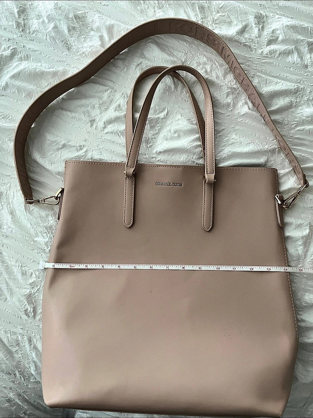Michael Kors Light Pink Leather Pocket Tote Bag